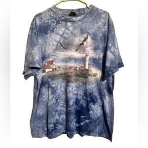 The Mountain Vintage Lighthouse Shirt Blue Tie Dye Size XL 100% Cotton